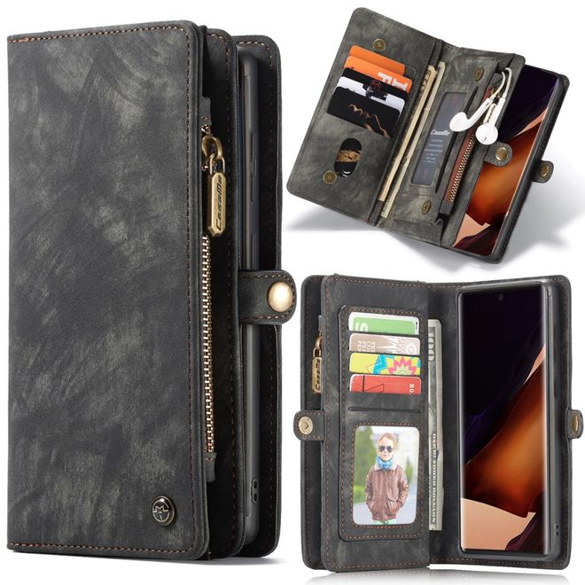 Caseme - Samsung Galaxy Note 20 Ultra Handyhülle - Leder Portemonnaie mit abnehmbarer Plastik Hülle - schwarz