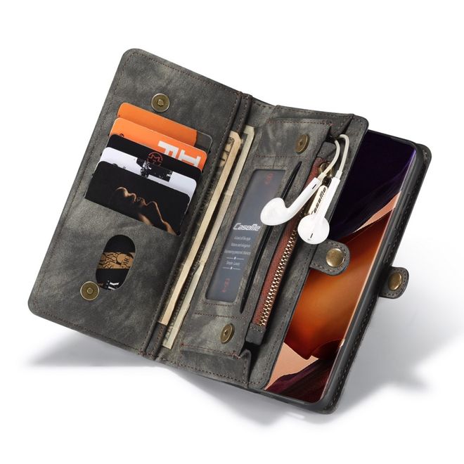 Caseme - Samsung Galaxy Note 20 Ultra Handyhülle - Leder Portemonnaie mit abnehmbarer Plastik Hülle - schwarz