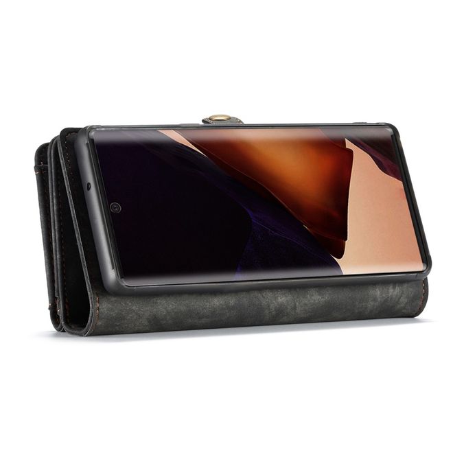 Caseme - Samsung Galaxy Note 20 Ultra Handyhülle - Leder Portemonnaie mit abnehmbarer Plastik Hülle - schwarz