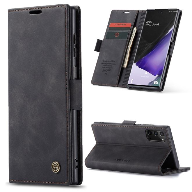 Caseme - Samsung Galaxy Note 20 Hülle - Leder Flip Wallet Case - schwarz