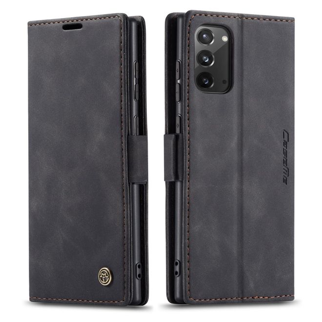 Caseme - Samsung Galaxy Note 20 Hülle - Leder Flip Wallet Case - schwarz