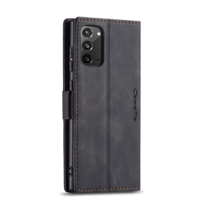 Caseme - Samsung Galaxy Note 20 Hülle - Leder Flip Wallet Case - schwarz