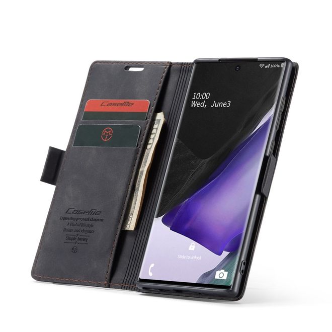 Caseme - Samsung Galaxy Note 20 Hülle - Leder Flip Wallet Case - schwarz