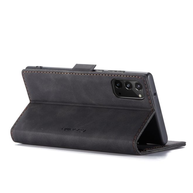 Caseme - Samsung Galaxy Note 20 Hülle - Leder Flip Wallet Case - schwarz