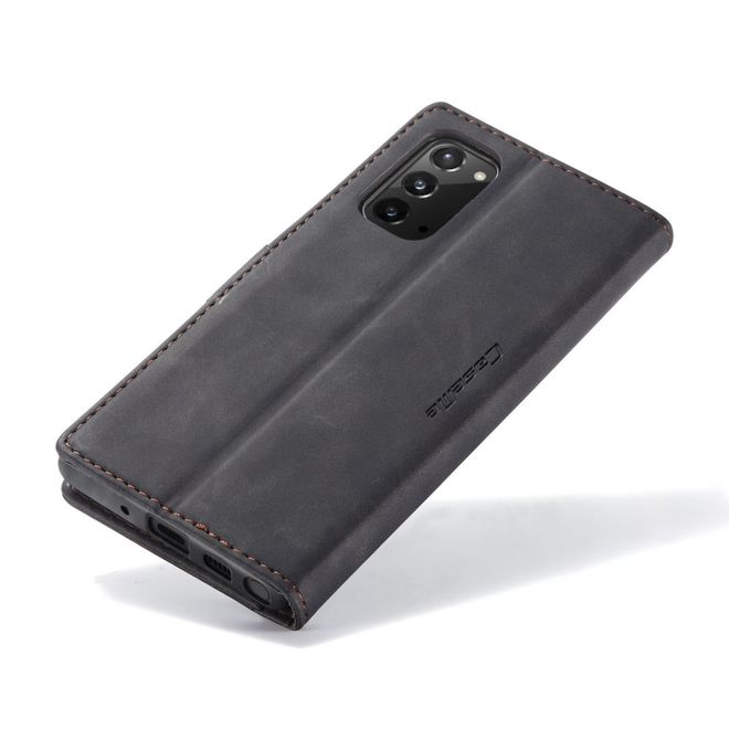 Caseme - Samsung Galaxy Note 20 Hülle - Leder Flip Wallet Case - schwarz