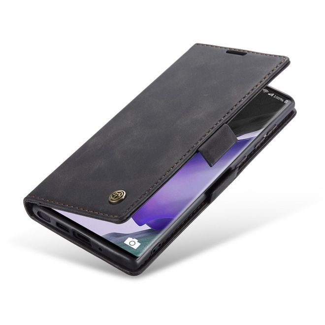 Caseme - Samsung Galaxy Note 20 Hülle - Leder Flip Wallet Case - schwarz