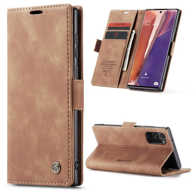 Caseme - Samsung Galaxy Note 20 Hülle - Leder Flip Wallet Case - braun
