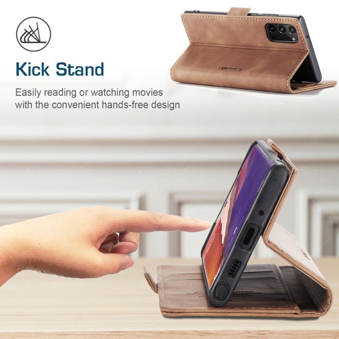 Caseme - Samsung Galaxy Note 20 Hülle - Leder Flip Wallet Case - braun