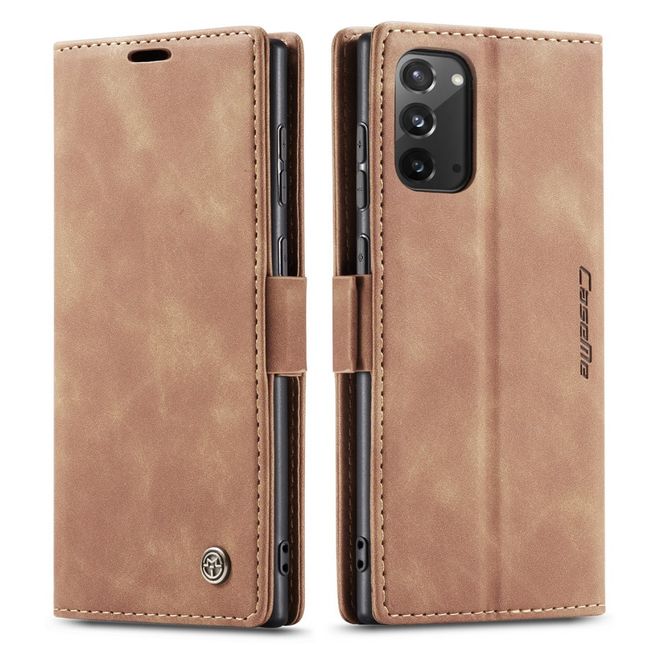 Caseme - Samsung Galaxy Note 20 Hülle - Leder Flip Wallet Case - braun
