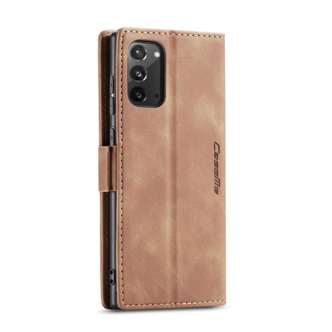 Caseme - Samsung Galaxy Note 20 Hülle - Leder Flip Wallet Case - braun