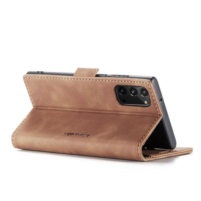 Caseme - Samsung Galaxy Note 20 Hülle - Leder Flip Wallet Case - braun
