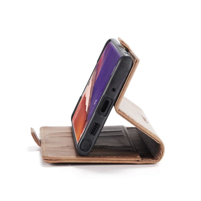 Caseme - Samsung Galaxy Note 20 Hülle - Leder Flip Wallet Case - braun