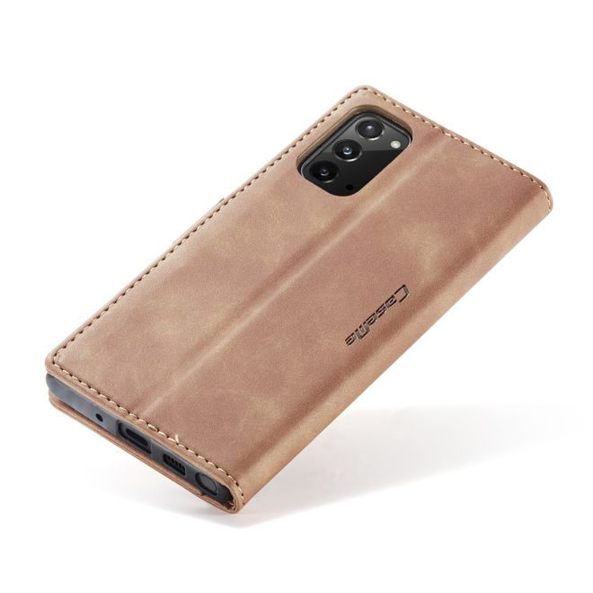 Caseme - Samsung Galaxy Note 20 Hülle - Leder Flip Wallet Case - braun