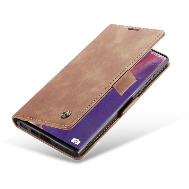 Caseme - Samsung Galaxy Note 20 Hülle - Leder Flip Wallet Case - braun