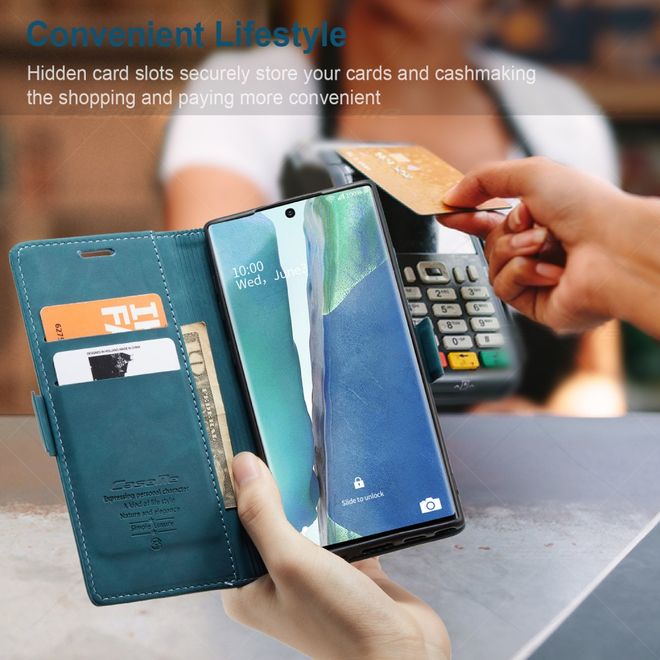 Caseme - Samsung Galaxy Note 20 Ultra Hülle - Leder Flip Wallet Case - grün