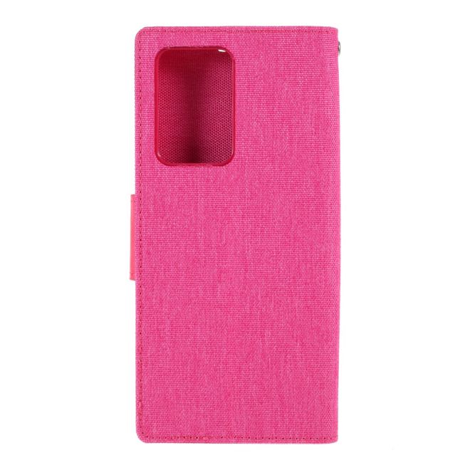 Goospery - Samsung Galaxy Note 20 Ultra Hülle - Leder/Stoff Case - Canvas Diary Series - rosa/pink