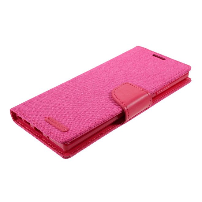 Goospery - Samsung Galaxy Note 20 Ultra Hülle - Leder/Stoff Case - Canvas Diary Series - rosa/pink