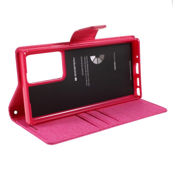 Goospery - Samsung Galaxy Note 20 Ultra Hülle - Leder/Stoff Case - Canvas Diary Series - rosa/pink