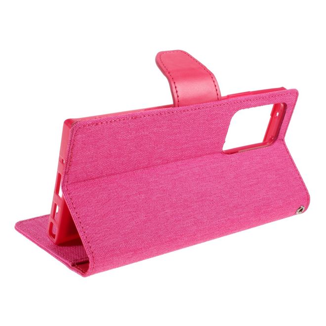 Goospery - Samsung Galaxy Note 20 Ultra Hülle - Leder/Stoff Case - Canvas Diary Series - rosa/pink