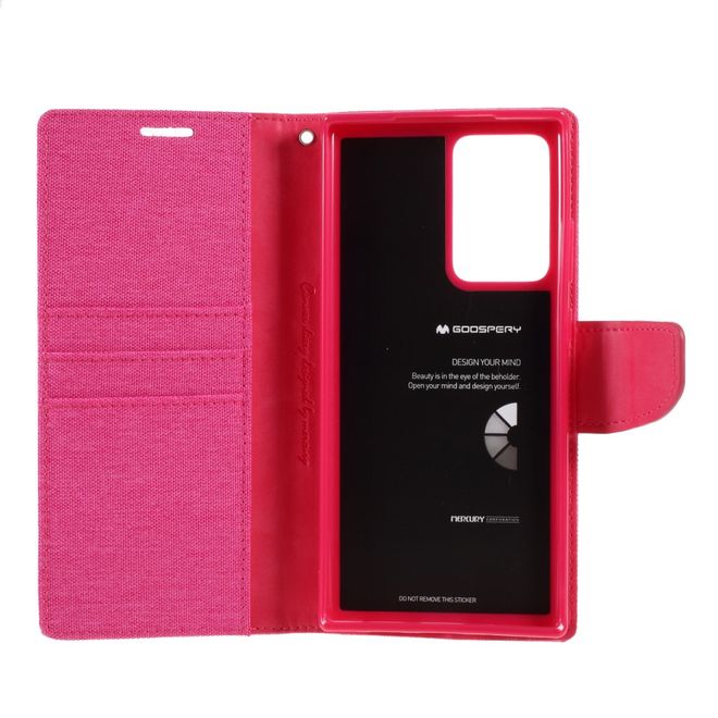 Goospery - Samsung Galaxy Note 20 Ultra Hülle - Leder/Stoff Case - Canvas Diary Series - rosa/pink