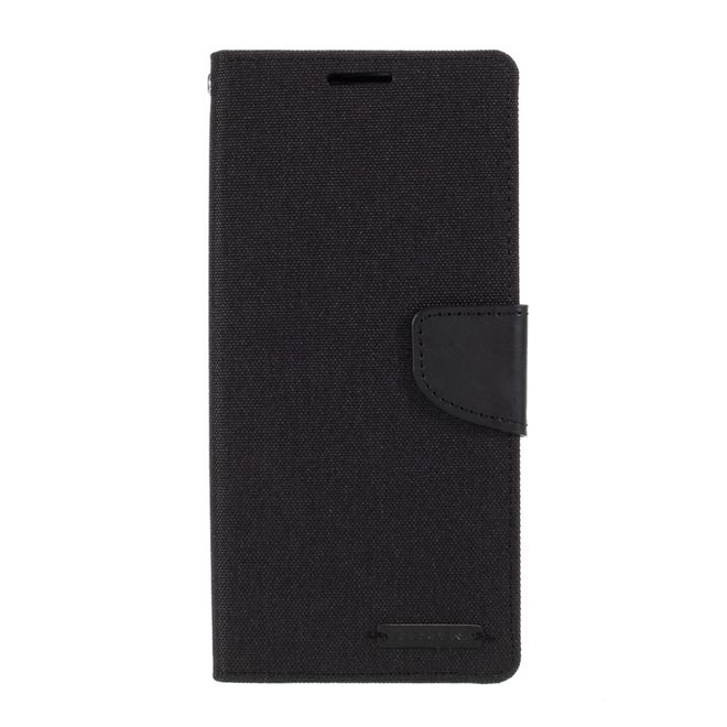 Goospery - Samsung Galaxy Note 20 Hülle - Leder/Stoff Case - Canvas Diary Series - schwarz