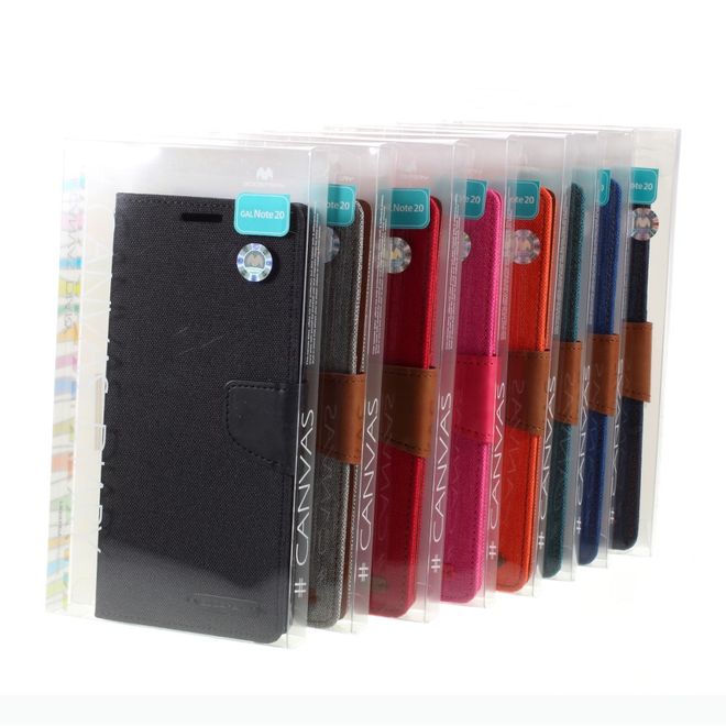 Goospery - Samsung Galaxy Note 20 Hülle - Leder/Stoff Case - Canvas Diary Series - schwarz