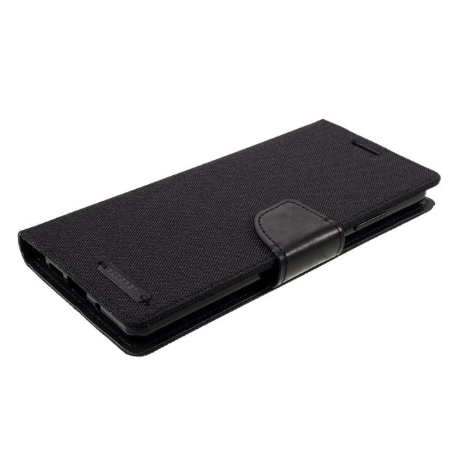 Goospery - Samsung Galaxy Note 20 Hülle - Leder/Stoff Case - Canvas Diary Series - schwarz