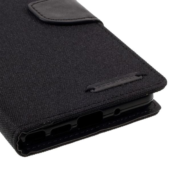 Goospery - Samsung Galaxy Note 20 Hülle - Leder/Stoff Case - Canvas Diary Series - schwarz