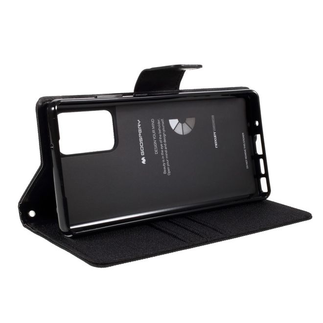 Goospery - Samsung Galaxy Note 20 Hülle - Leder/Stoff Case - Canvas Diary Series - schwarz