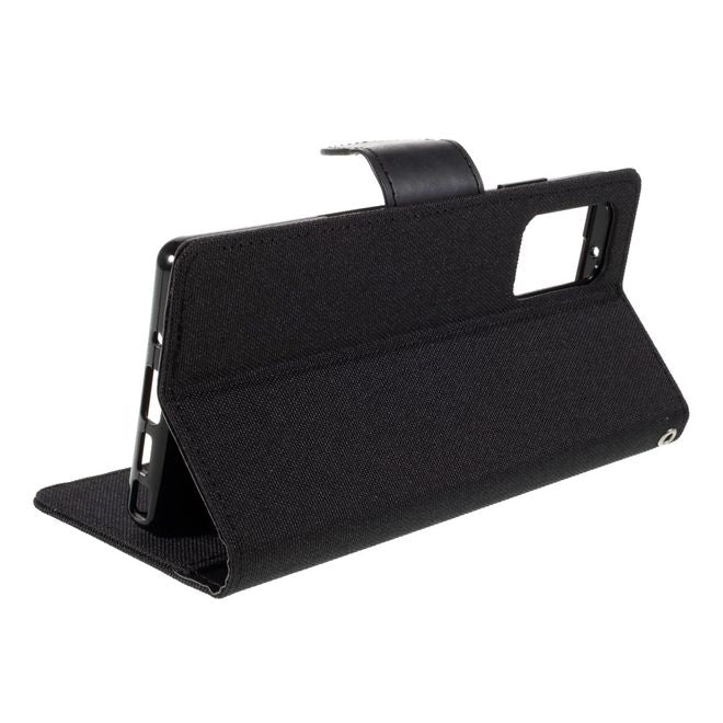 Goospery - Samsung Galaxy Note 20 Hülle - Leder/Stoff Case - Canvas Diary Series - schwarz
