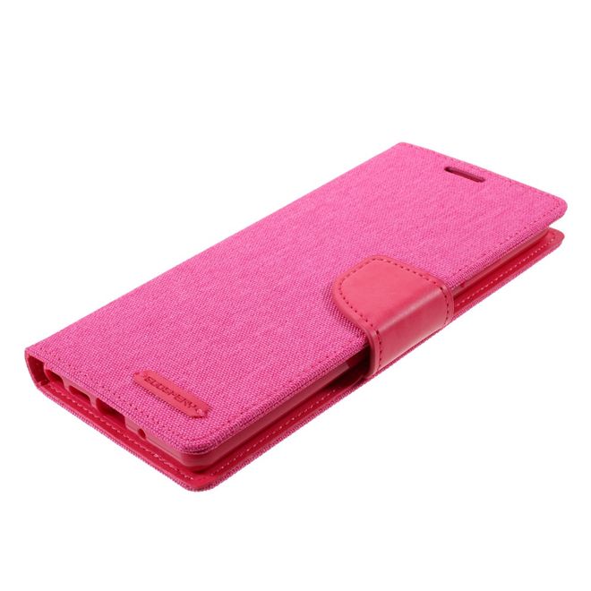 Goospery - Samsung Galaxy Note 20 Hülle - Leder/Stoff Case - Canvas Diary Series - rosa/pink