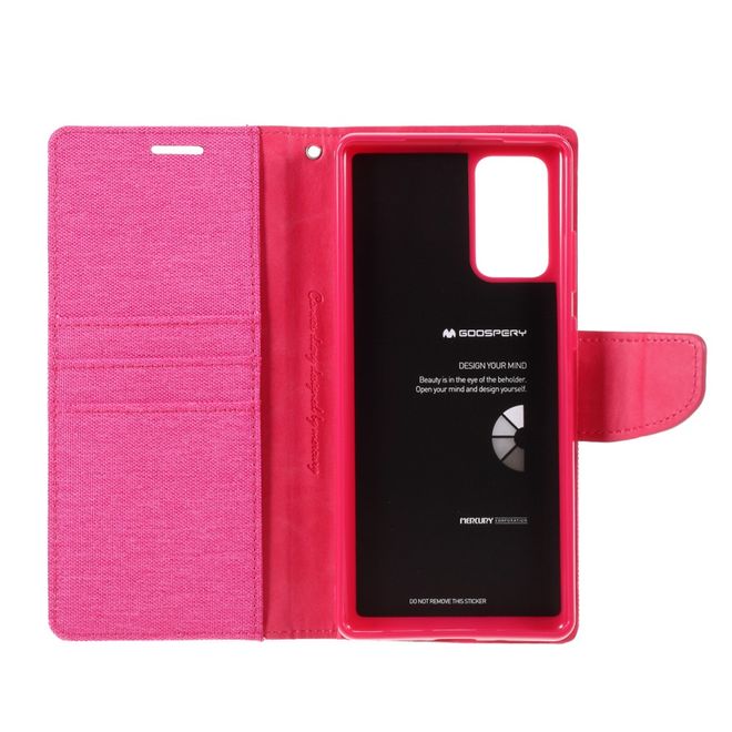 Goospery - Samsung Galaxy Note 20 Hülle - Leder/Stoff Case - Canvas Diary Series - rosa/pink