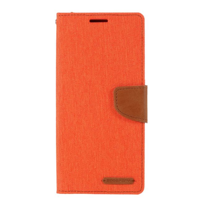 Goospery - Samsung Galaxy Note 20 Hülle - Leder/Stoff Case - Canvas Diary Series - orange/camel
