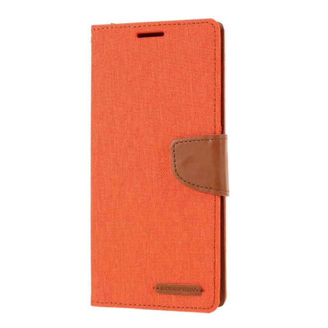 Goospery - Samsung Galaxy Note 20 Hülle - Leder/Stoff Case - Canvas Diary Series - orange/camel