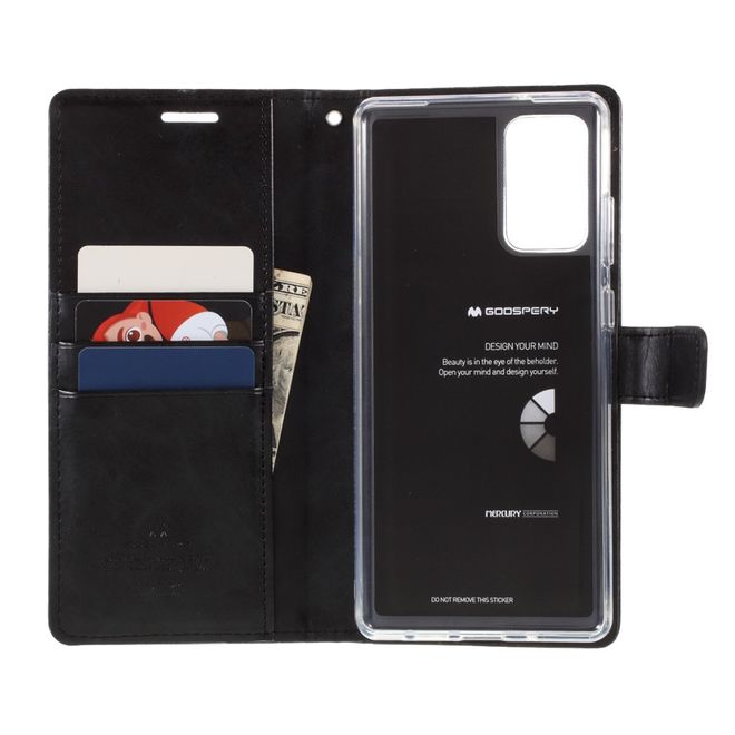 Goospery - Samsung Galaxy Note 20 Hülle - Leder Bookcover - Bluemoon Diary Series - schwarz