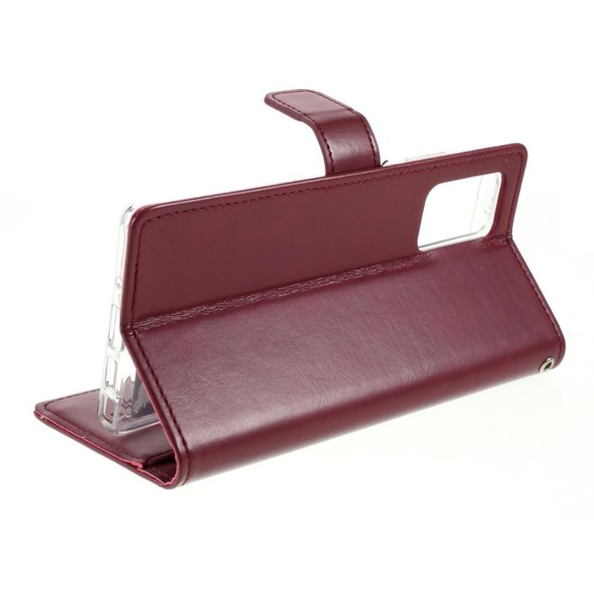 Goospery - Samsung Galaxy Note 20 Hülle - Leder Bookcover - Bluemoon Diary Series - weinrot