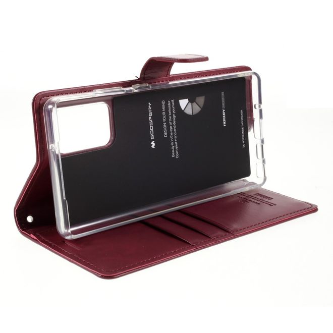 Goospery - Samsung Galaxy Note 20 Hülle - Leder Bookcover - Bluemoon Diary Series - weinrot