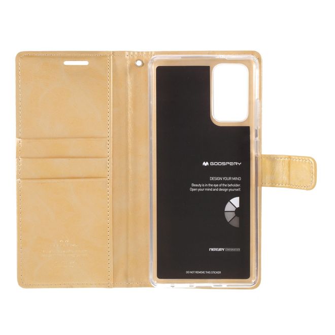Goospery - Samsung Galaxy Note 20 Hülle - Leder Bookcover - Bluemoon Diary Series - gold