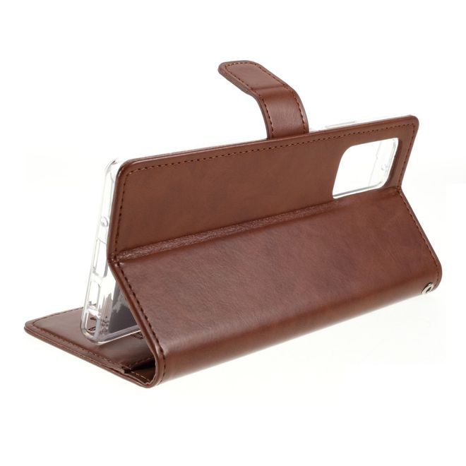 Goospery - Samsung Galaxy Note 20 Hülle - Leder Bookcover - Bluemoon Diary Series - braun