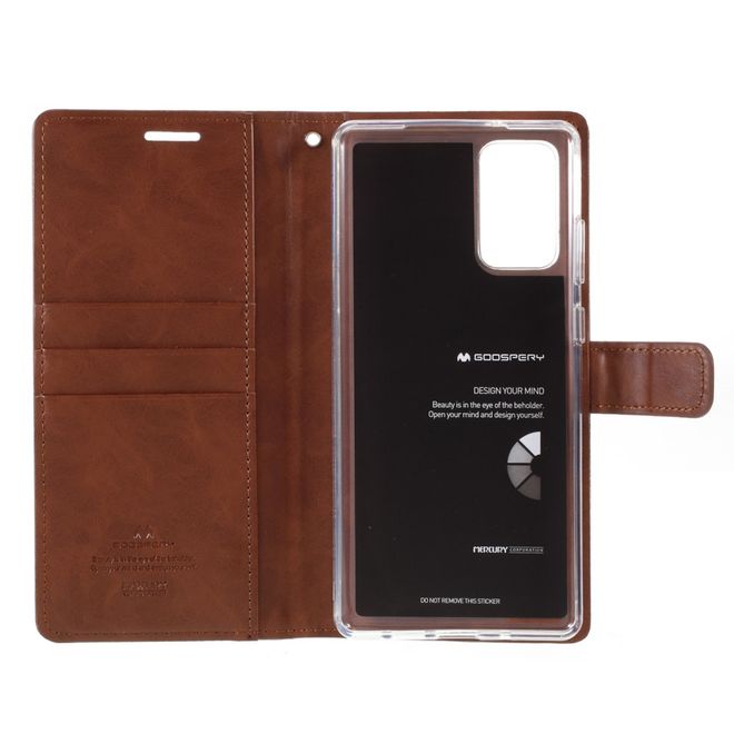 Goospery - Samsung Galaxy Note 20 Hülle - Leder Bookcover - Bluemoon Diary Series - braun
