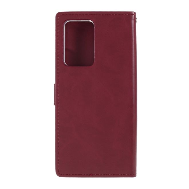 Goospery - Samsung Galaxy Note 20 Ultra Hülle - Leder Bookcover - Bluemoon Diary Series - weinrot