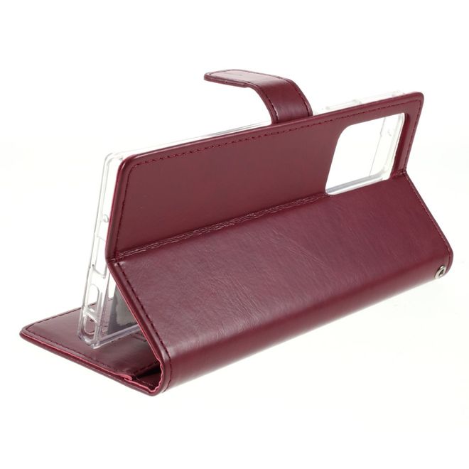 Goospery - Samsung Galaxy Note 20 Ultra Hülle - Leder Bookcover - Bluemoon Diary Series - weinrot