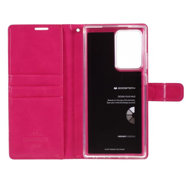 Goospery - Samsung Galaxy Note 20 Ultra Hülle - Leder Bookcover - Bluemoon Diary Series - pink