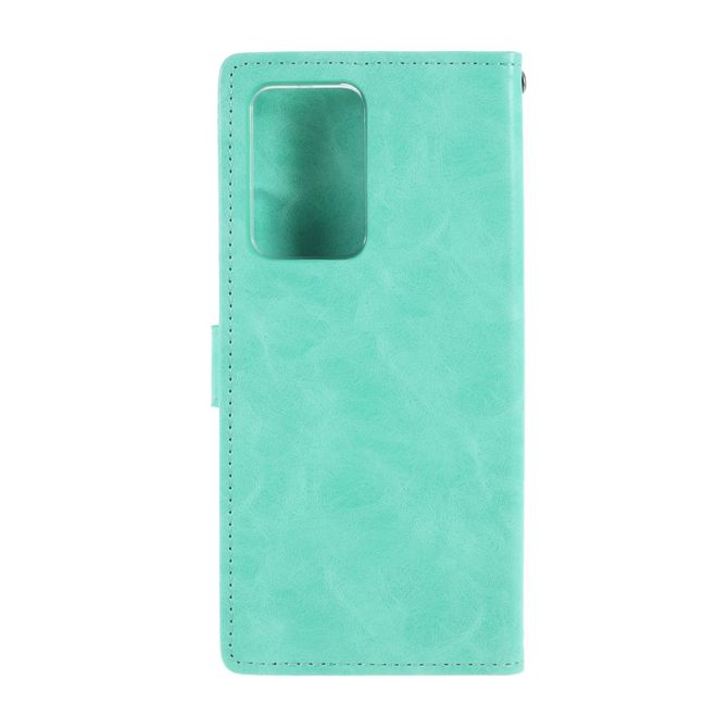 Goospery - Samsung Galaxy Note 20 Ultra Hülle - Leder Bookcover - Bluemoon Diary Series - cyan