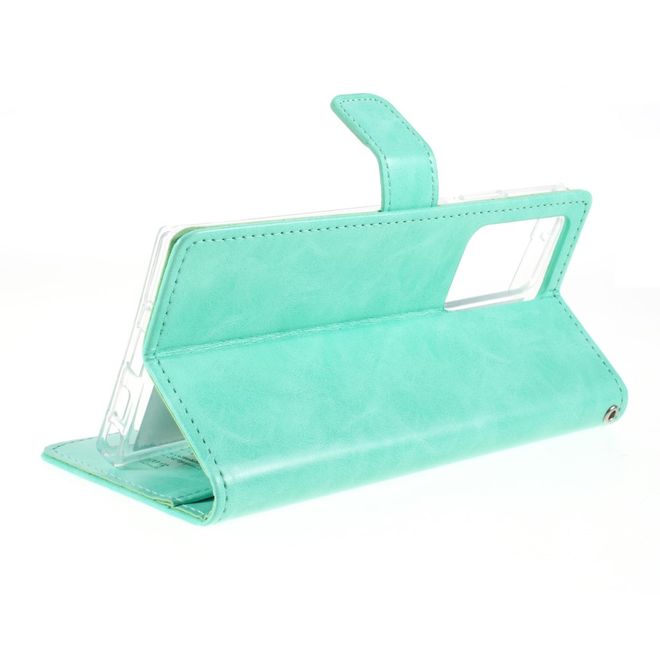 Goospery - Samsung Galaxy Note 20 Ultra Hülle - Leder Bookcover - Bluemoon Diary Series - cyan