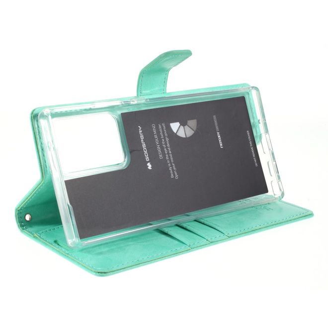 Goospery - Samsung Galaxy Note 20 Ultra Hülle - Leder Bookcover - Bluemoon Diary Series - cyan