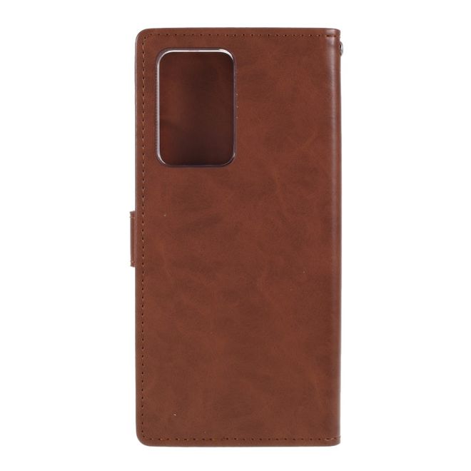 Goospery - Samsung Galaxy Note 20 Ultra Hülle - Leder Bookcover - Bluemoon Diary Series - braun