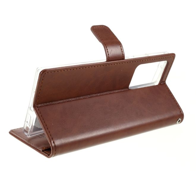 Goospery - Samsung Galaxy Note 20 Ultra Hülle - Leder Bookcover - Bluemoon Diary Series - braun