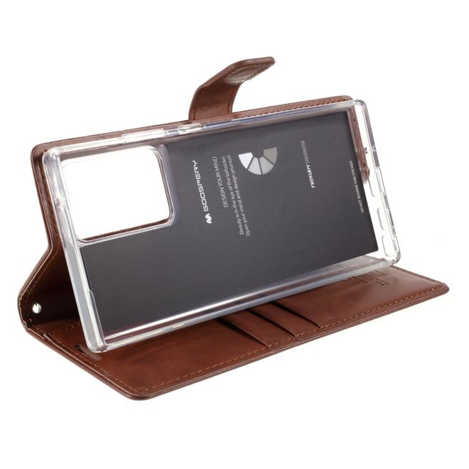 Goospery - Samsung Galaxy Note 20 Ultra Hülle - Leder Bookcover - Bluemoon Diary Series - braun