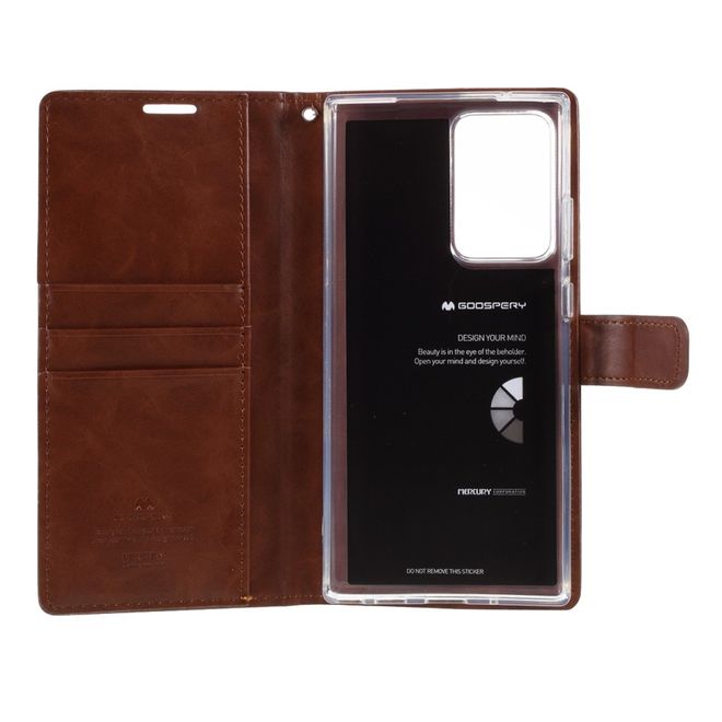 Goospery - Samsung Galaxy Note 20 Ultra Hülle - Leder Bookcover - Bluemoon Diary Series - braun